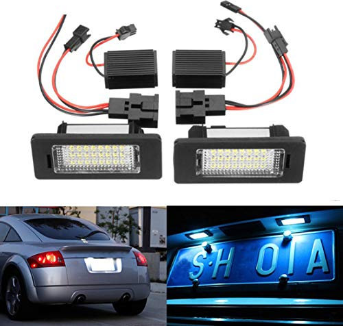 MOLEAQI 2x No Error LED Number License Plate Lights for Au-di A1 A5 A7 RS5 2D TTRS A6 C7 Q5 White Lamps