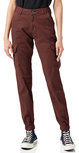 Urban Classics Damen Ladies Hose High Waist Cargo Pants, Cherry, 28