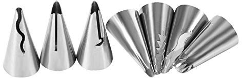 Puntas de acero inoxidable para glaseado de pasteles, 7 piezas de puntas para pasteles, boquillas para glaseado de pasteles para panadería, decoración de pasteles en el hogar, suministros de decoració
