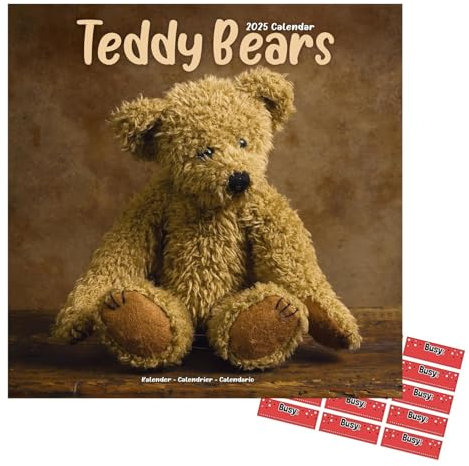 Teddybären Kalender 2021 | Quadratischer Wandkalender | 16 Monate | Mit Organisationsaufklebern