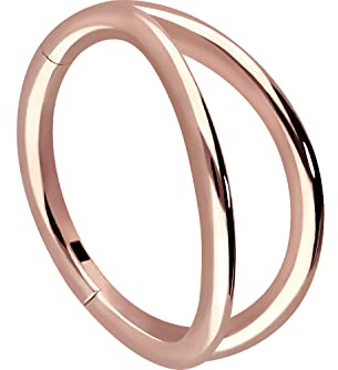 PIERCINGLINE Segmentring Clicker 2 Ringe Chirurgenstahl Piercing Nase Septum Ohr Helix Tragus Roségoldfarben 8 mm