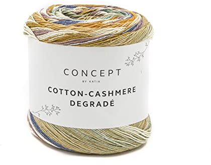 200g Cotton-Cashmere Degradé - Farbe: 106 - ecru-orange-türkis-ocker-blau - ein hochwertiges Baumwollgarn mit zartem, unverwechselbaren Hauch von Kaschmir