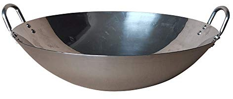 Wok en fonte faite à la main avec revêtement anti-adhésif en fonte anodisée 60 cm