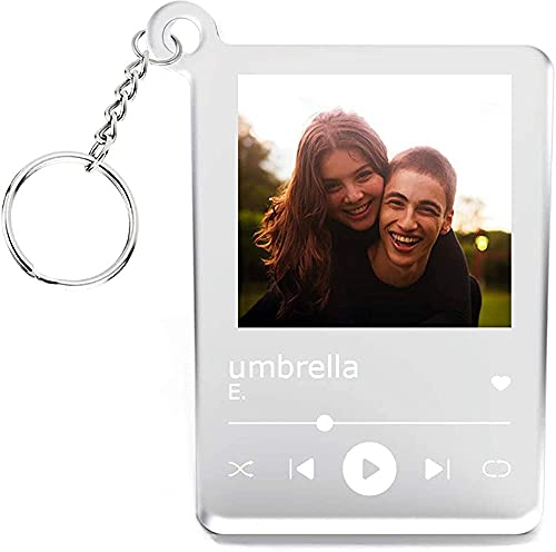 Dinikally Schlüsselbund für Song-Cover-Design Personalisierter Acryl-Album-Schlüsselbund mit Foto und Text (sty1)