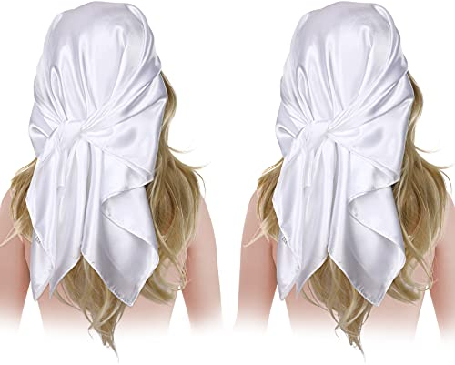 35 Zoll Seide Kopftuch Schlafen Haarwickel (Weiß)