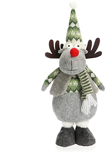 com-four® Weihnachts-Rentier - winterliche Elch-Figur als Dekoaufsteller - niedliche Weihnachtsdeko als Raumschmuck - Winterdekoration mit Zipfelmütze - schwedischer Dekoartikel