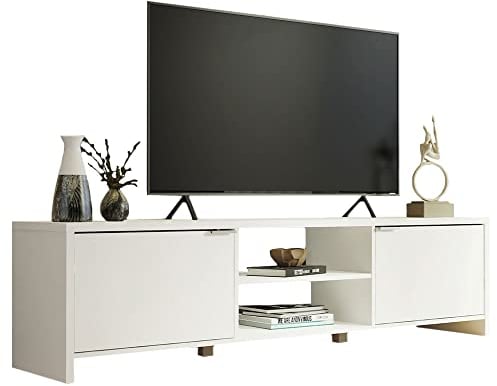 Madesa TV Stand Large Media Console with Cable Management for 65, 75 Inch Media Storage Gaming Living Room Entertainment Center Wooden Television Cabinet - White