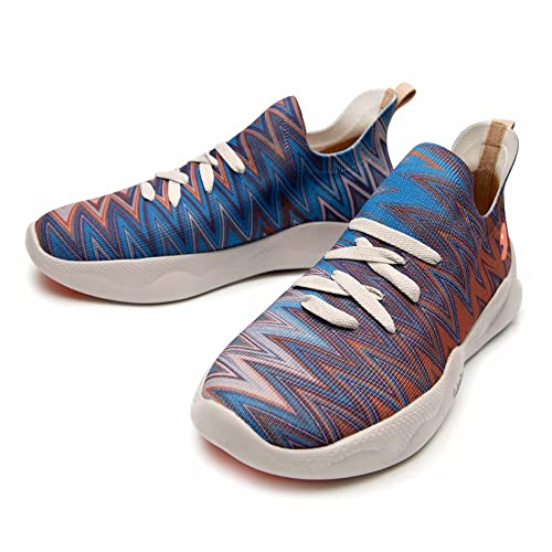 UIN Ambiglow Damen Sneaker Painted Slip On Schuhe Atmungsaktiv Leichtgewicht Sportschuhe Laufschuhe Gestrickt Mehrfarbig(38.5)