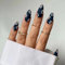 RUNRAYAY Black Press on Nails Medium with Daisy Design, Fack Nails for Women Girls, Nude Nails Press on Full Cover Nails Tips for Spring Summer Salon Nail