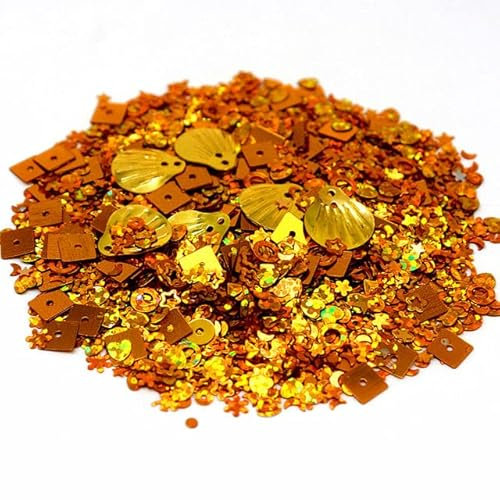 Paillettes Mix Fleur Étoile Cœur Point Paillettes en Vrac pour Shaker Carte Nail Art Scrapbooking Décoration Maquillage Confettis Laser Or