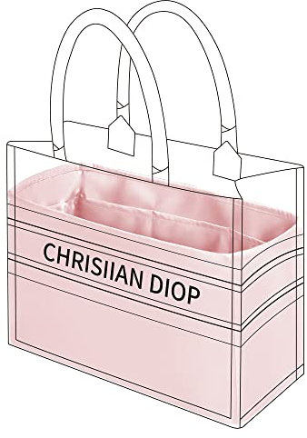 DGAZ Taschen Organizer Einsatz, Seide Taschenorganizer für Dior Book Tote Mini/S/M/L Tasche, Seidige Berührung Bag in Bag Organizer (Rosa, Medium)