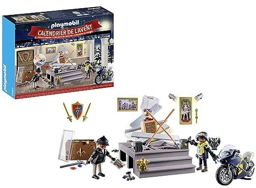PLAYMOBIL 71347 Calendrier de l'Avent - Police- La magie de Noël - 24 fenêtres à ouvrir en attendant Noël, jouet avec décor pour enfants à partir de 4 ans