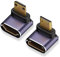 AreMe 8K Mini HDMI to HDMI Adapter (2 Pack), Up and Down 90 Degree Right Angle Mini HDMI Male to HDMI Female Converter Connector for Raspberry Pi Zero, DSLR Camera, Camcorder, HDTV, Projector