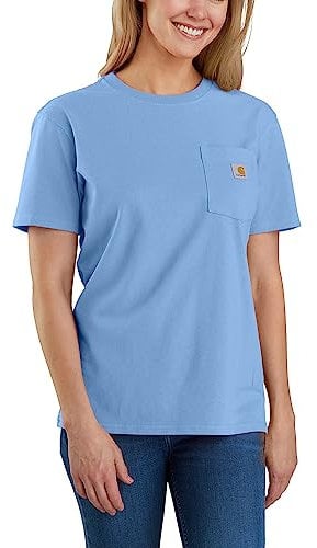 Carhartt Loose Fit Schwergewicht Kurzarm-T-Shirt K87 Pocket Damen Blau S