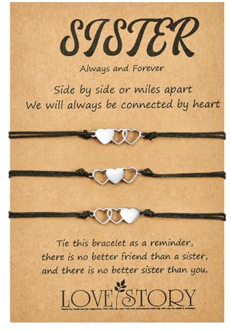 MANVEN Schwester Armband para 3 Schwester Geschenk Passende Armbänder für Schwestern Herz Armband Geschenk für Große Schwester Schwester Geburtstag Geschenke für Schwester Kinderarmband