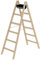 PROREGAL Sprossen-Stehleiter Holz mit Werkzeugablage | 2x6 Sprossen | Leiter, Teleskopleiter, Trittleiter, Bockleiter, Sprossen-Doppelleiter