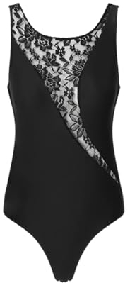 Damen-Body mit Quasten, Pailletten, Gymnastik, Ballett, Tanz, Turnanzug, Jumpsuit, Tanzkostüm, B-schwarz, 46