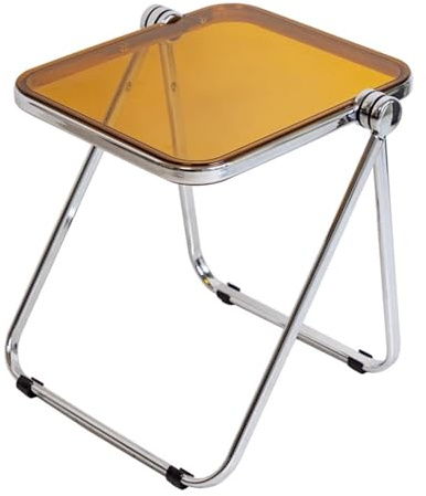 KIYIYDMM Acrylic Folding Side Table Foldable Furniture Modern Small Desk for Living Room, Bed Room, Kitchen Serving Table (Color : Yellow)