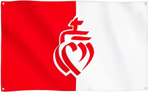 Runesol Drapeau Vendée, 91x152cm, 3ft x 5ft, 4 œillets, œillet dans chaque coin, Département vendéen, Sacré-Cœur, drapeaux de qualité supérieure, intérieur, extérieur, couleurs vives