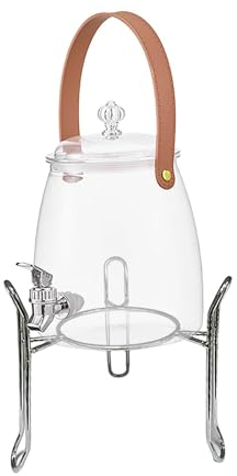 rockible Dispensador de Bebidas, Cubo para Bebidas con Grifo con Soporte, Hervidor Frío de Gran Capacidad, Jarra de Agua para Jugo, Cerveza Casera, Cocina, 5L
