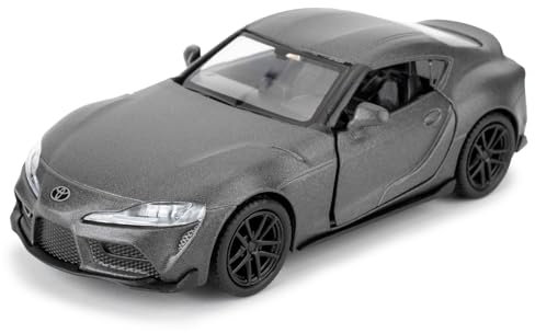 imtfzct 1/36 Toyota Supra Modellauto, Spielzeugauto mit Pull Back Funktion, Türen zum Öffnen, Freizeitspielzeug, Auto Geschenk für Jungen und Mädchen (grau)