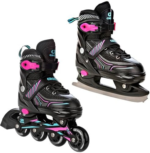 CROXER 2in1 Inlineskates/Schlittschuhe Optima verstellbar (Mint/Pink, 35-38 (22cm-24cm))