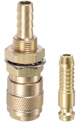 sourcing map Lot de 2 connecteurs rapides à gaz et eau pour tube de diamètre intérieur de 8 mm avec tuyau pour TIG 12 18 20 27 raccords rapides à connexion rapide chalumeau de soudage libération de