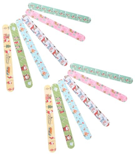 MERRYHAPY Christmas Nail Files 15pcs Fingernail Buffering Files Portable Nail Art Buffers Grit Manicure Tools Styling Tools Salon Pedicure Strip for Xmas Holiday Party Supplies