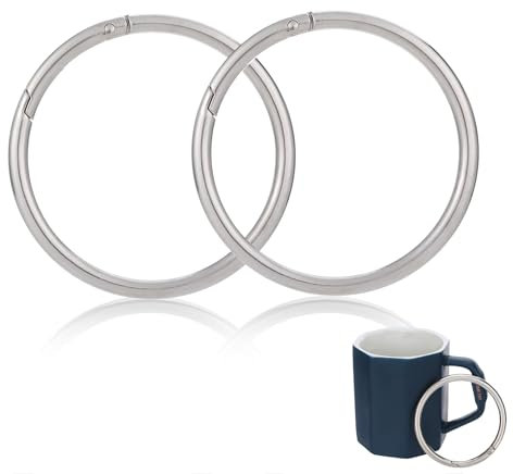 2 Stück Karabiner Rund 75 mm Außendurchmesser Edelstahl Karabinerhaken Groß für Schlüsselanhänger, Taschen, DIY Basteln (Silber)