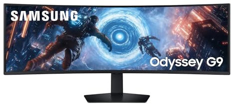 Samsung Monitor Gaming Odyssey G9 (S49FG912EU), Curvo (1000R), 49'', 5120x1440 (Dual QHD), 32:9, HDR 600, VA, 144Hz, 1ms (GtG), FreeSync Premium Pro, HDMI, DP, Ingresso Audio, HAS