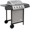 Casa & Giardino, barbecue a gas con 4 bruciatori nero e argento (solo FR/BE/IT/UK/NL)