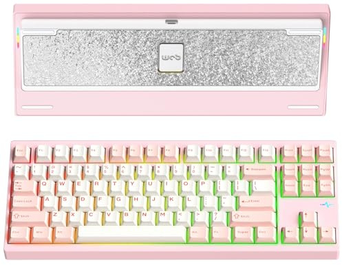 KEEBMONKEY WOBKEY Crush 80 Reboot CNC Aluminum 5-Second Quick-Release Triple-Mode Connectivity Mechanical Keyboard with Superior Acoustics (Pro Pink)