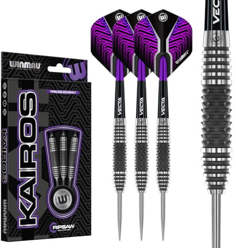 WINMAU Darts Kairos 21g 90% Professionelles Wolfram Dartpfeile-Set mit Stahlspitze mit Dart Flüge und Dartschäfte
