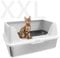 Katzenklo Edelstahl XXL mit DIY-Aufkleber, 20L Katzentoilette Edelstahl mit Deckel, Große Kapazität, Auslaufsicher&Spritzsicher, einfacher EIN- und Ausstieg, Einfach zu Reinigen, 60x40x30cm