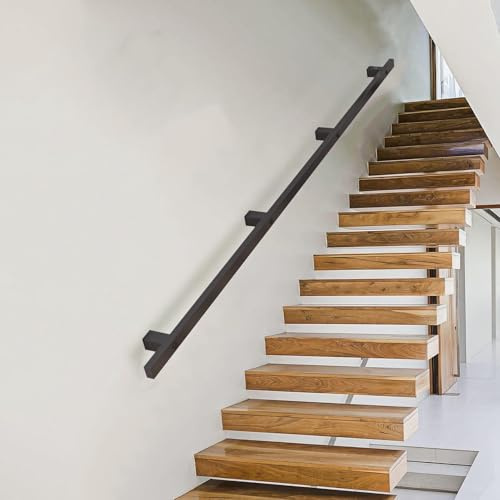 MarxaN Stairs Handrail - Complete Kit. 1 2 3 4 5 6 Metres Staircase Banister Hand Rails for Walls, Stair Railing Hand Rail Support Bar Rails - Black Wrought Iron(4ft/120cm)