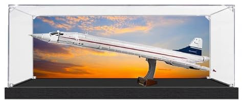 Transparente Acryl-Vitrine für Lego 10318 Concorde-Modell, Sammlerstücke, Theken-Vitrine, Geschenk, Staubbox, Organizer (nur Displaybox) (gemalter Hintergrund B 3 mm)