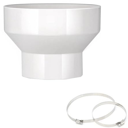 WLHFDC Reduzierstück 150mm auf 100mm,Abluftschlauch Adapter mit 2 Edelstahl Schlauchschellen,Rundrohr Adapter Lüftungsrohr aus ABS,Reduzierverbinder für Lüftung Rundrohr Ventilation Lüftungssysteme
