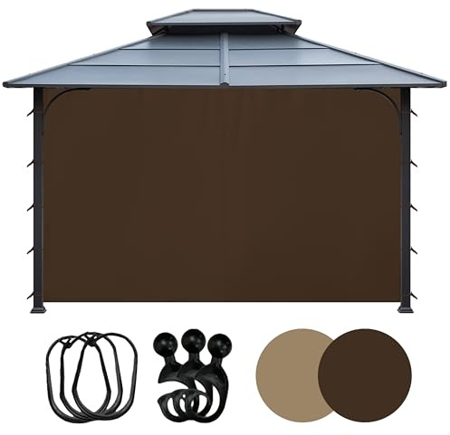 Tradesparker Tende di ricambio per gazebo, pannello per privacy, pareti laterali, 3 m, tende da esterno per patio, pergole e tettoie esterne, parete laterale da 2,2 m di altezza con 12 anelli per