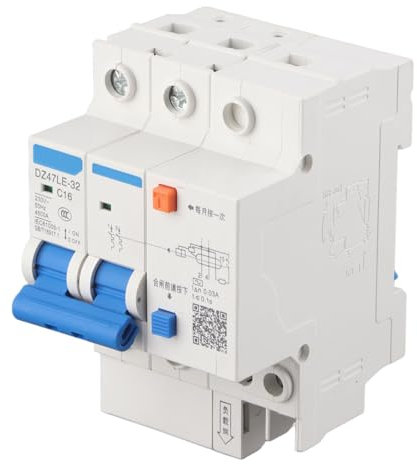 Protection de fuite de Munefe, DZ47LE 32 2P 2 C16 Disjoncteur de circuit de courant avec une protection contre le courant et les fuites 230V 16A