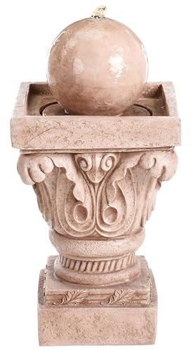 Fontaine de Jardin avec LED en Résine Accessoire Extérieur Beige Velino