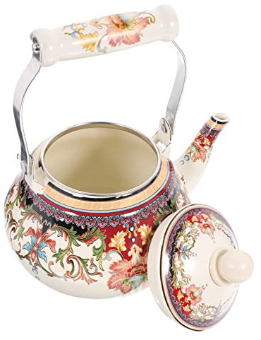 Ipetboom Tetera de Esmalte 1.5L Hervidor de Agua Aislante Olla de Agua Duradera Compatible Inducción y Gas 1