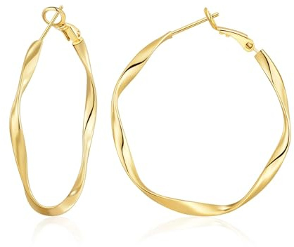 BMMYE Gold-Creolen Für Damen, 925 Sterling Silber,Leichte Hypoallergene Creolen Aus Sterlingsilber Für Frauen 30MM 40MM 50MM 60MM
