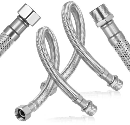 2 PcsTuyaux de Raccordement Flexibles Robinets G3/8 pour Lavabo de Cuisine, 30 cm Raccords Rallonge de Tuyau Flexible en Acier Inoxydable Rallonge Lavabo Tubes pour Cuisine Robinet de Salle de Bain