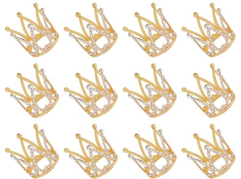 LRXIYODE 12 Stück Teiliges Mini Kronen Cake Topper Prinzessin Geburtstagskrone Hautfreundliche Kleine Tiara Kuchen Dekoration für Shower Party Hochzeit Tragbar und Vielseitig Einsetzbar