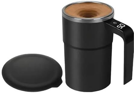 qokeeu Upgrade Self Stirring Mug with Temperature Display, Rechargeable Auto Magnetic Mug, 380ML Automatic Magnetic Stirring Coffee Cup Self Mixing Coffee Cup Rotating for Coffe Milk