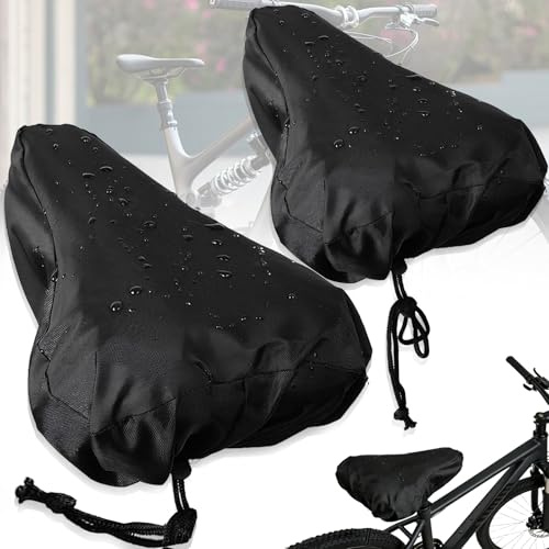 Mount Kumgang 2 Stück Fahrradsitzbezug Regen, Fahrrad Sattelschutz | Sattelschutz Wasserdicht Fahrrad, Kordelzug Waschbarer Fahrradsattelbezug, Für Damen Und Herren, Für Meisten Fahrradsattel