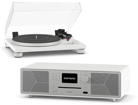 sonoro MEISTERSTÜCK (Gen.2) + Platinum Automatic EAS; Kompaktanlage mit CD Player (Airplay, Google Cast, Spotify, FM, DAB+); Plattenspieler mit automatischer Endabschaltung