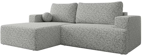 Mirjan24 Ecksofa Mivo mit Schlaffunktion & Bettkasten, L-Form Schlafsofa mit Langer Ottomane, geradem Armlehne, Wohnlandschaft für Wohnzimmer & Gästezimmer (Bella 65, Seite: Links)