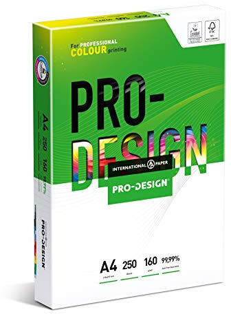 Pro Design 10260059101 Farblaserpapier, A4, 160 g, 250 Blatt, weiß