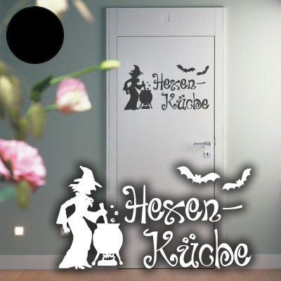 Klebesüchtig Türtattoo - Wandtattoo Hexenküche 60cm x 32cm schwarz Dekoration - Bad - Wohnzimmer - Aufkleber - Wandsticker